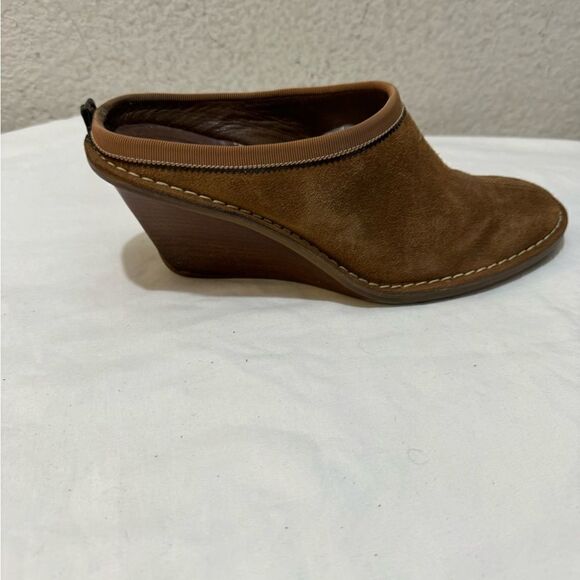 Cole Haan Jaynie Suede Leather Wedge Clogs Mules Slip on Shoes Tan Size 8 - Picture 3 of 10